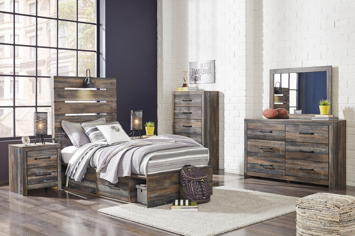 Drystan Multi LED Storage Youth Platform Bedroom Set with 4 Drawers from Ashley - Luna Furniture