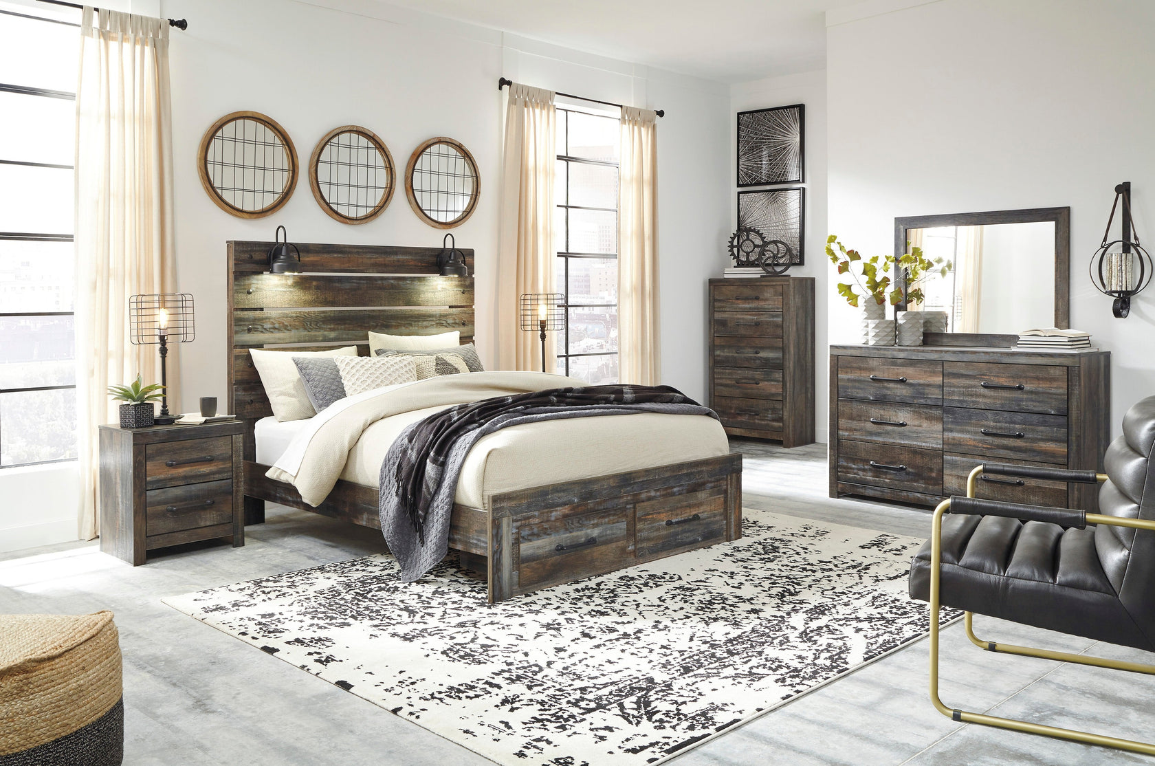Drystan Multi LED Storage Panel Bedroom Set from Ashley - Luna Furniture