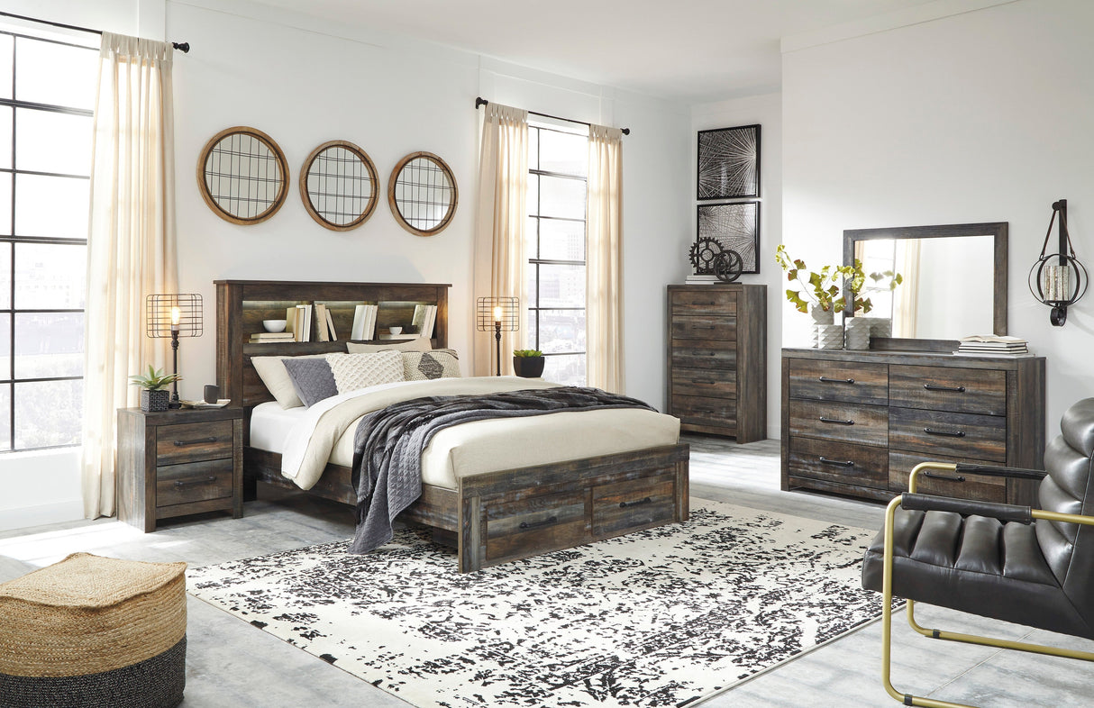 Drystan Multi LED Bookcase Storage Panel Bedroom Set from Ashley - Luna Furniture