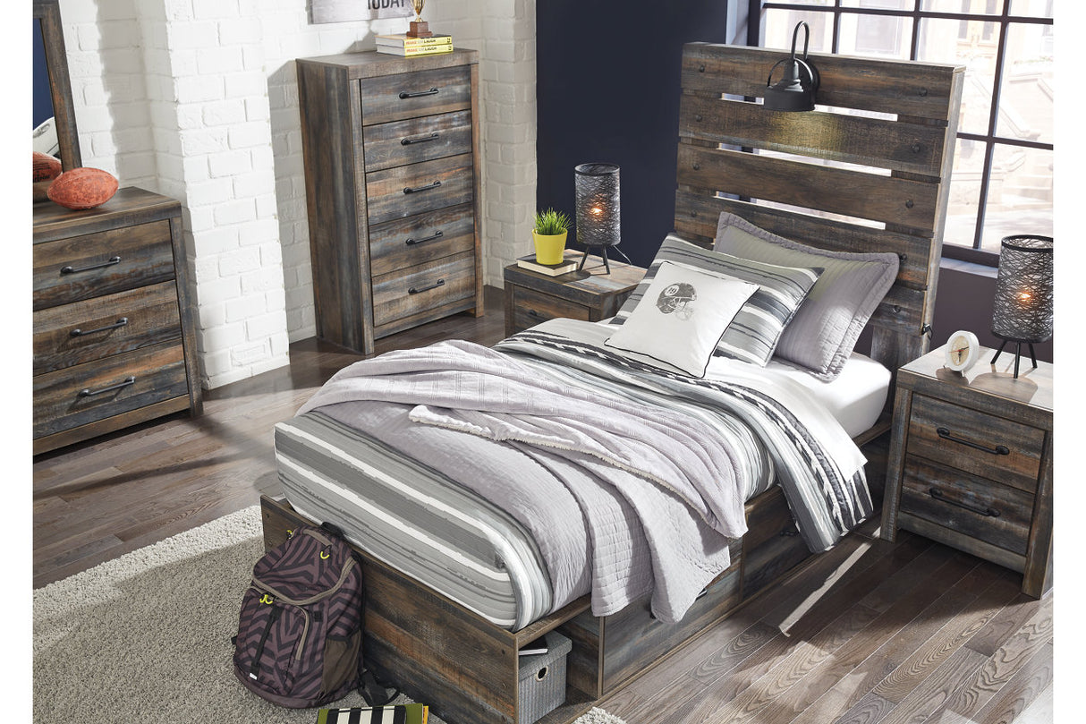 Drystan Multi Twin Panel Bed with 2 Storage Drawers