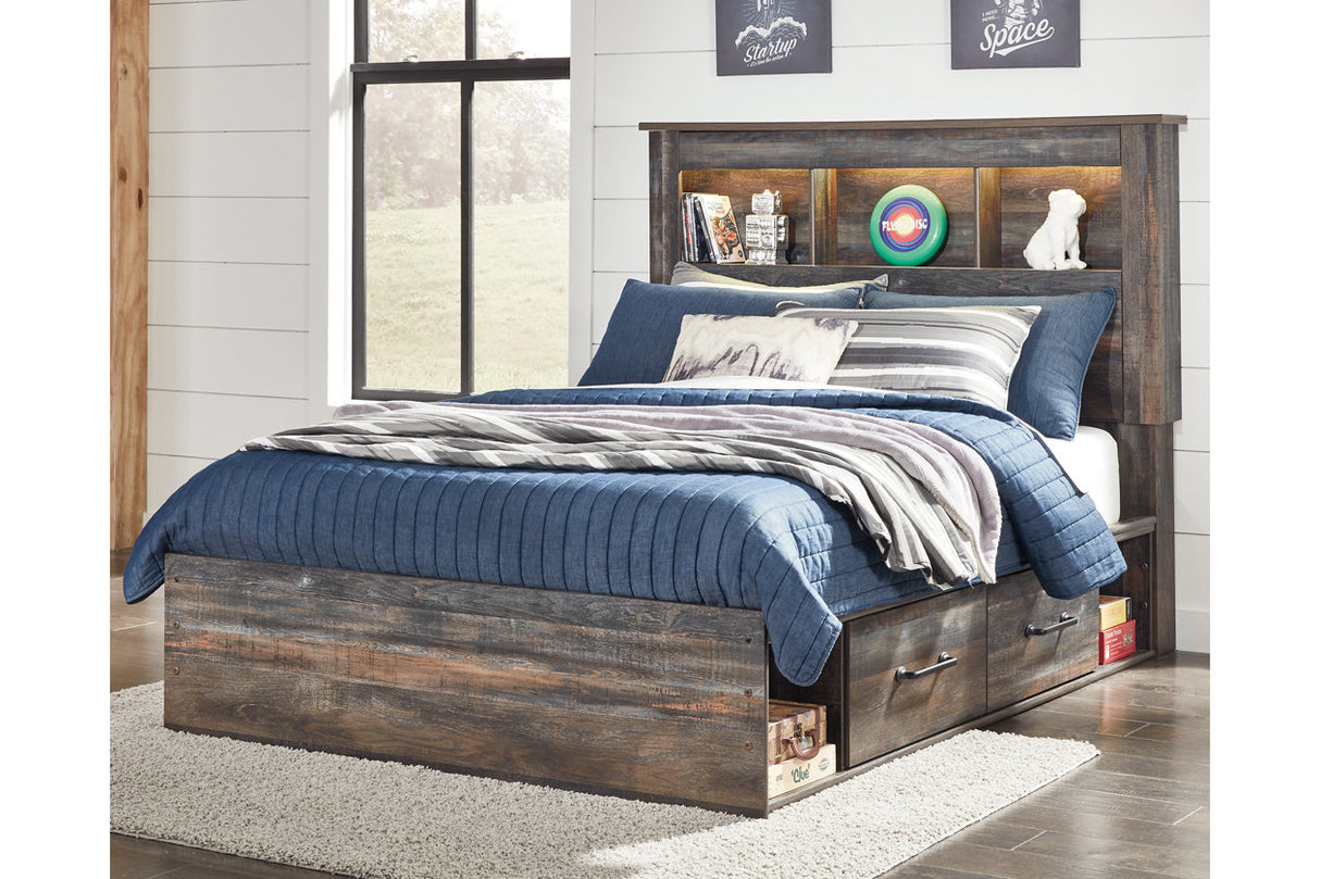 Drystan Multi Full LED Bookcase Storage Platform Bed with 4 Drawers from Ashley - Luna Furniture