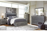 Lodanna Gray Queen LED Upholstered Storage Panel Bed from Ashley - Luna Furniture