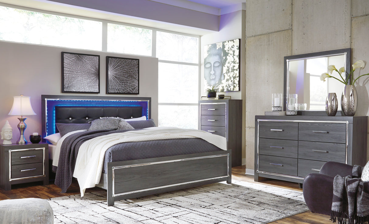 Lodanna Gray LED Upholstered Platform Bedroom Set from Ashley - Luna Furniture