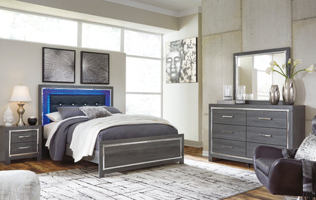 Lodanna Gray Queen LED Upholstered Platform Bed from Ashley - Luna Furniture