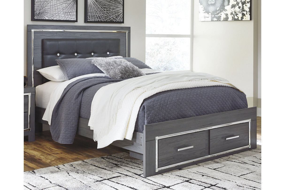 Lodanna Gray Queen LED Upholstered Storage Panel Bed from Ashley - Luna Furniture