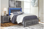 Lodanna Gray Queen Panel Bed with 2 Storage Drawers