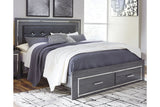 Lodanna Gray King Panel Bed with 2 Storage Drawers