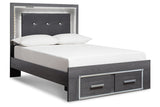 Lodanna Gray Full LED Upholstered Storage Panel Bed from Ashley - Luna Furniture