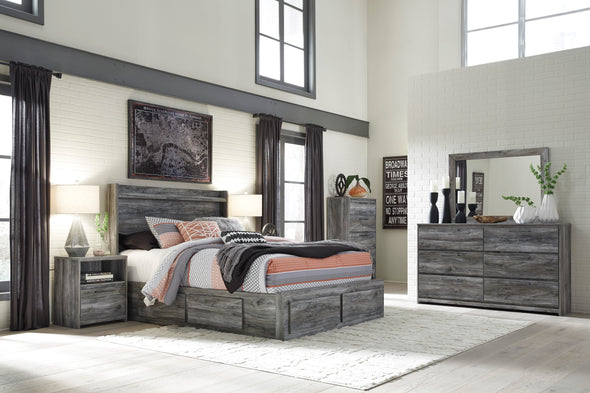 Baystorm Gray LED Side/Footboard Storage Platform Bedroom Set - Luna Furniture