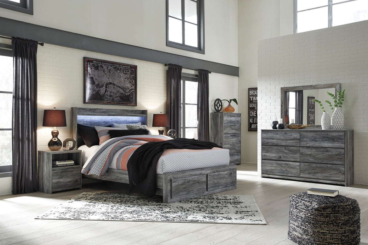 Baystorm Gray LED Footboard Storage Platform Bedroom Set - Luna Furniture