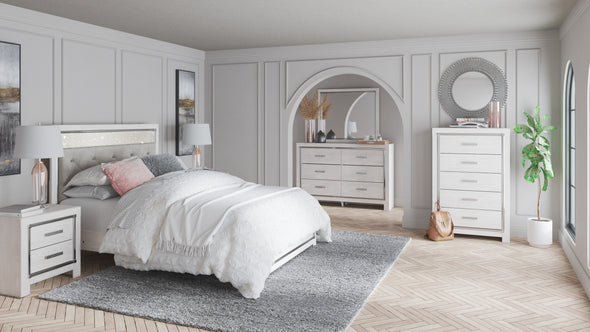 Altyra White LED Upholstered Panel Bedroom Set - Luna Furniture