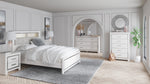 Altyra White LED Bookcase Upholstered Panel Bedroom Set - Luna Furniture