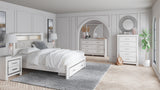 Altyra White Upholstered LED Bookcase Storage Platform Bedroom Set from Ashley - Luna Furniture