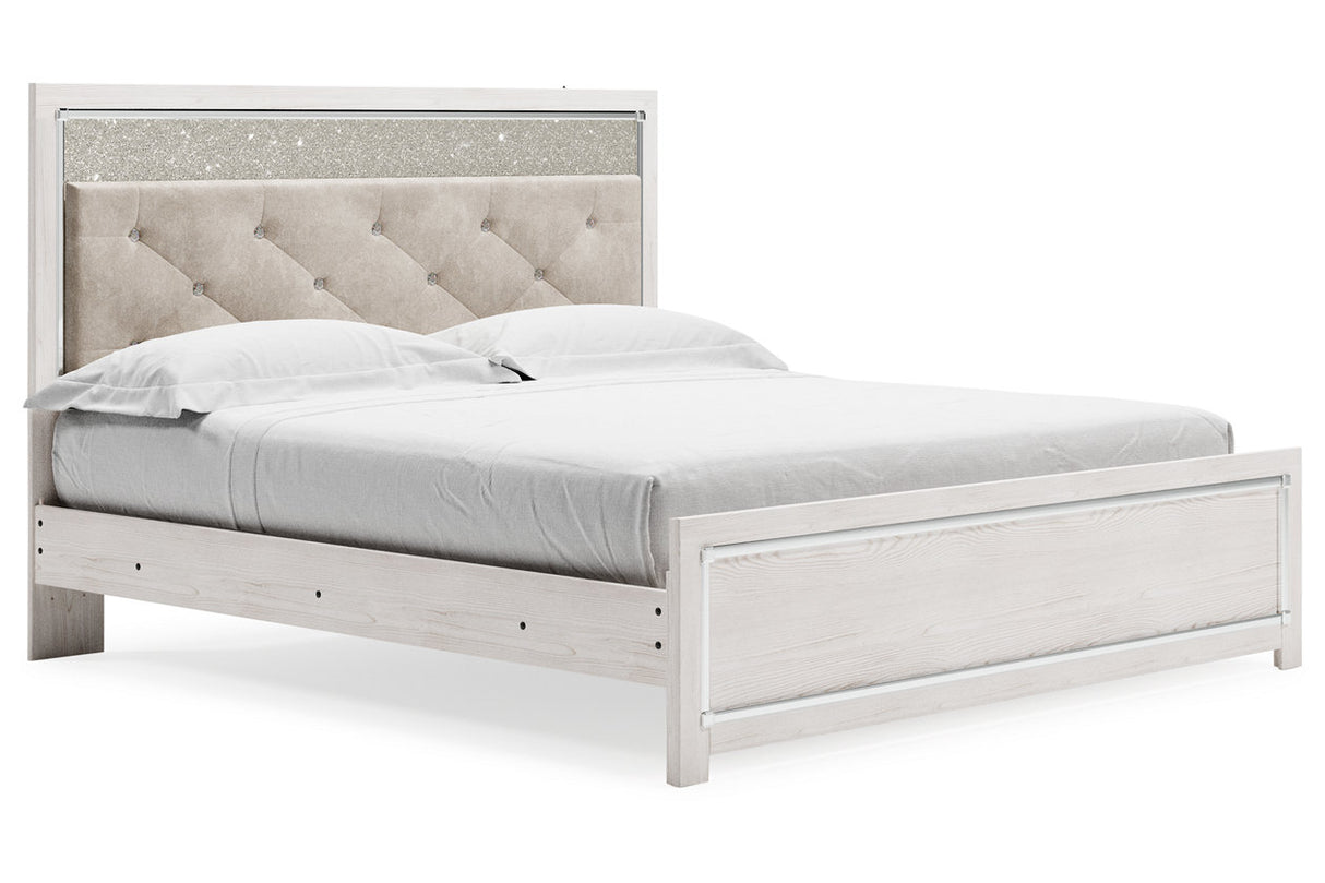 Altyra White King Upholstered Panel Bed from Ashley - Luna Furniture