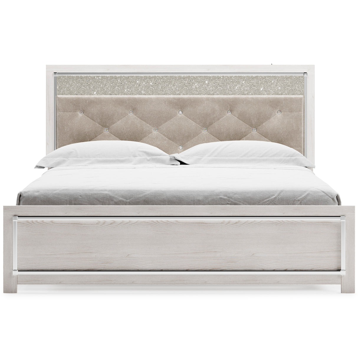 Altyra White LED Upholstered Panel Bedroom Set - Luna Furniture