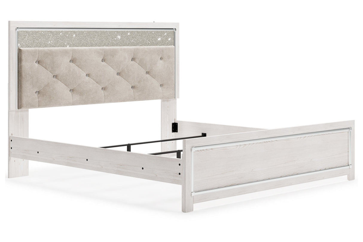Altyra White King Upholstered Panel Bed from Ashley - Luna Furniture