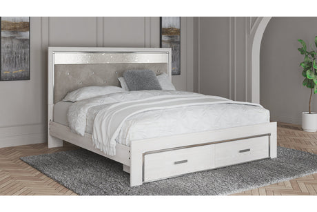 Altyra White King Upholstered Storage Platform Bed from Ashley - Luna Furniture