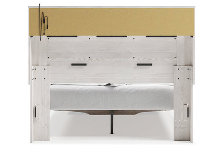Altyra White Queen Upholstered LED Bookcase Storage Platform Bed from Ashley - Luna Furniture