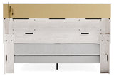 Altyra White King Upholstered LED Bookcase Panel Bed from Ashley - Luna Furniture