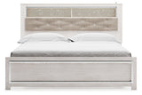 Altyra White King Upholstered LED Bookcase Panel Bed from Ashley - Luna Furniture