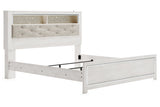 Altyra White King Upholstered LED Bookcase Panel Bed from Ashley - Luna Furniture