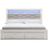 Altyra White Upholstered LED Bookcase Storage Platform Bedroom Set from Ashley - Luna Furniture