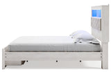 Altyra White King Upholstered LED Bookcase Storage Platform Bed from Ashley - Luna Furniture