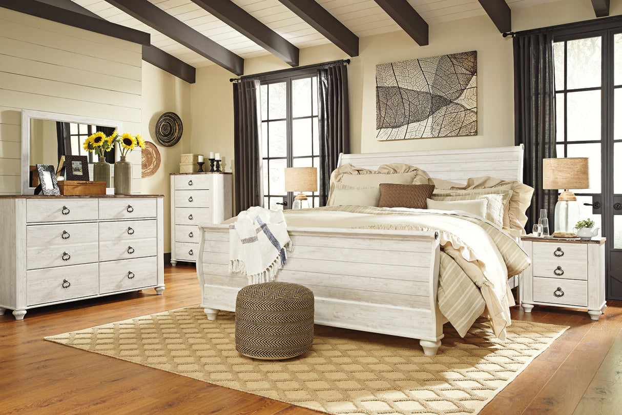 Willowton Whitewash King Sleigh Bed from Ashley - Luna Furniture