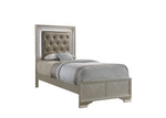Lyssa Champagne Twin LED Upholstered Panel Bed