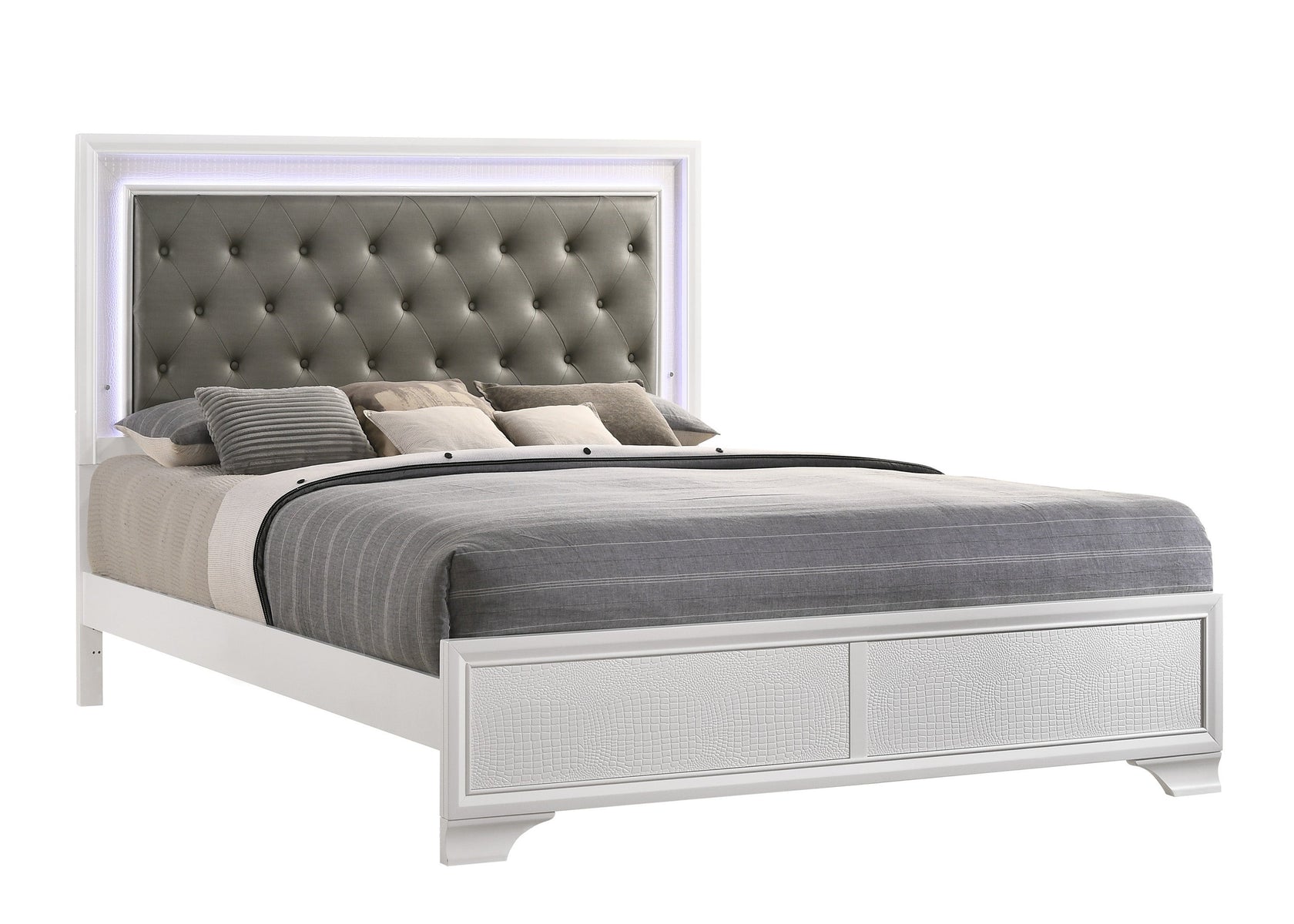 Lyssa Frost King LED Upholstered Panel Bed from Crown Mark - Luna Furniture