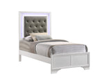 Lyssa Frost Twin LED Upholstered Panel Bed from Crown Mark - Luna Furniture