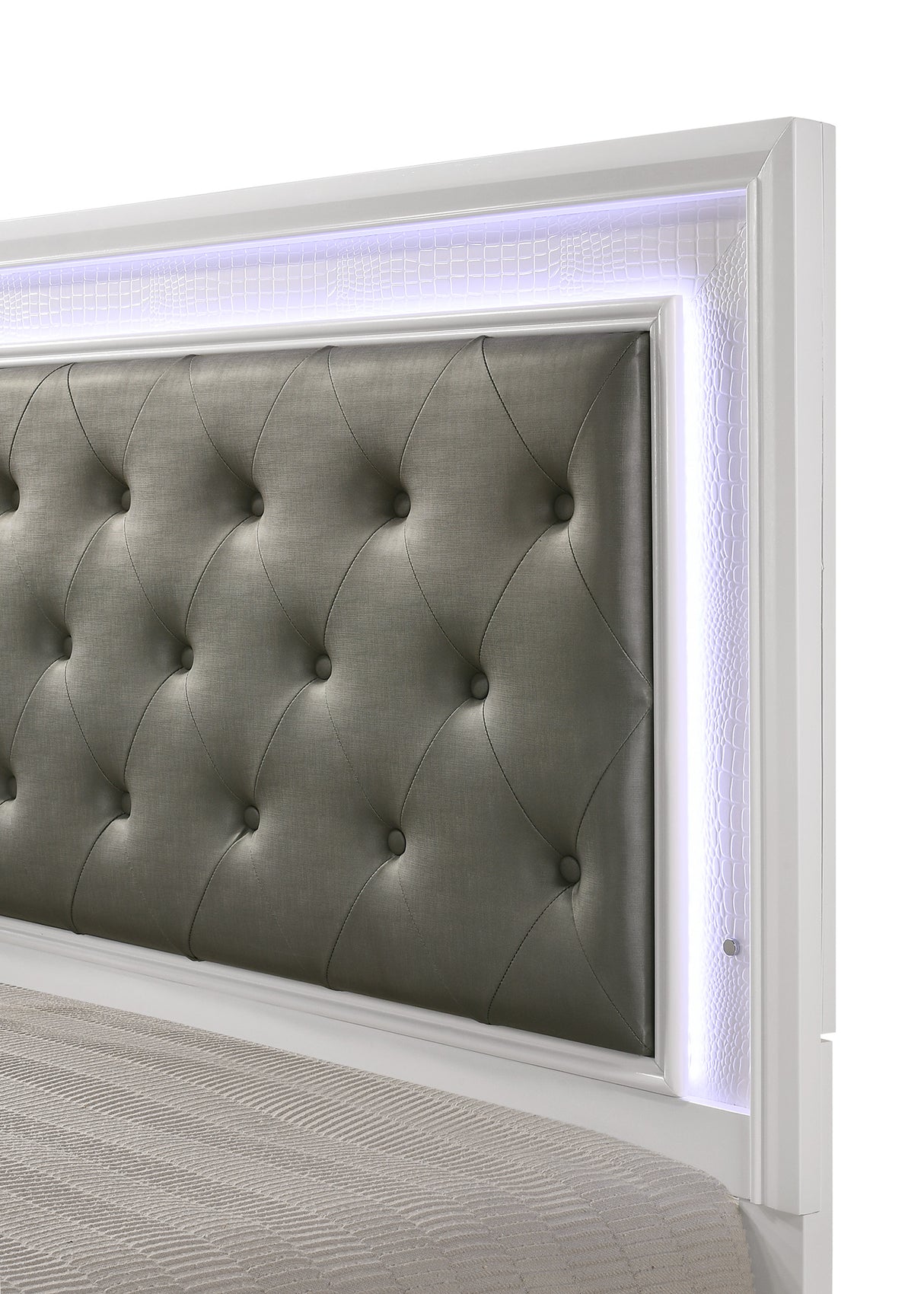Lyssa Frost LED Upholstered Panel Bedroom Set