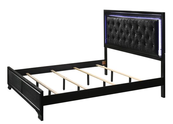 Micah Black LED Upholstered Panel Bedroom Set