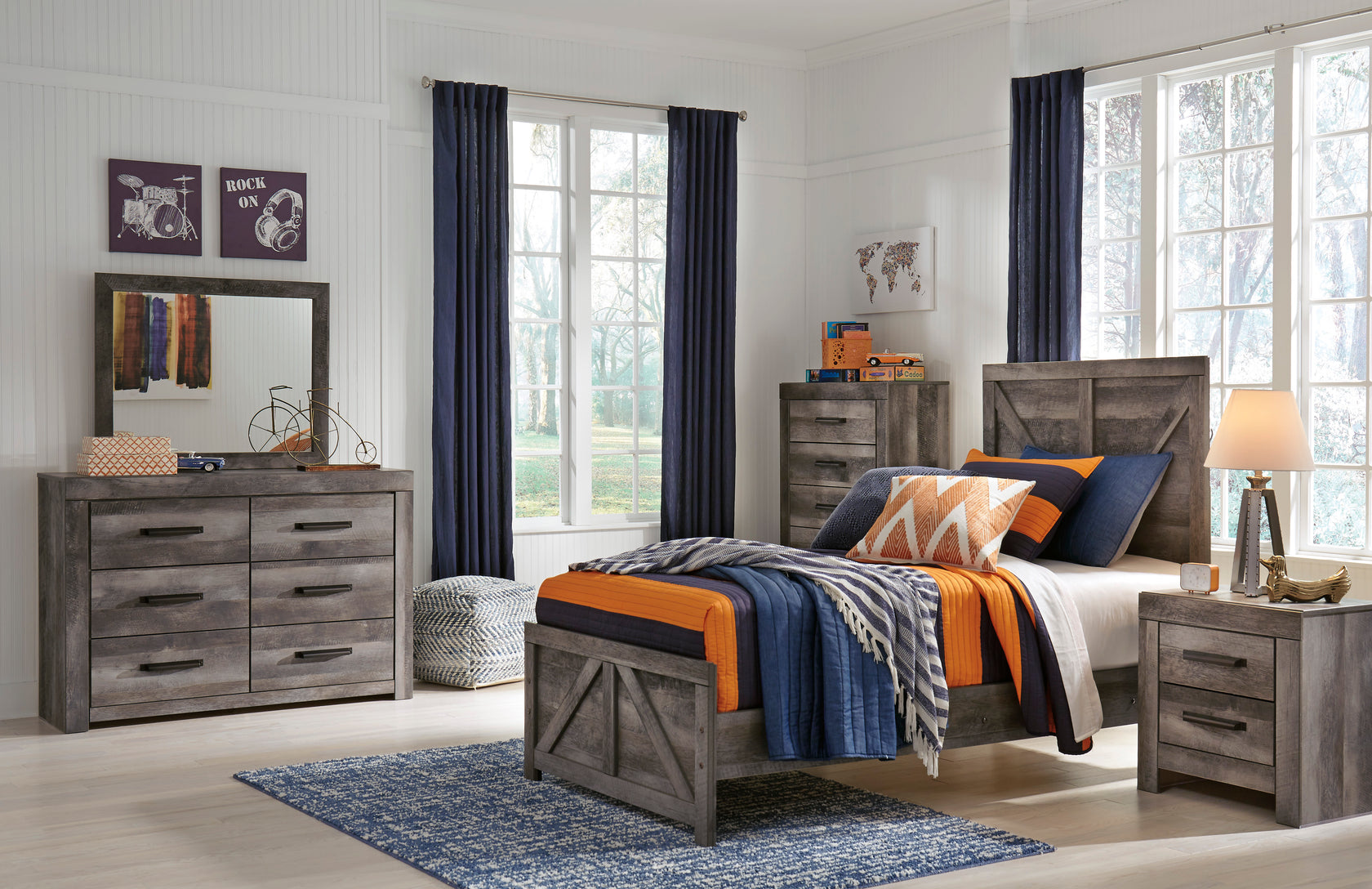 Wynnlow Gray Crossbuck Youth Panel Bedroom Set from Ashley - Luna Furniture