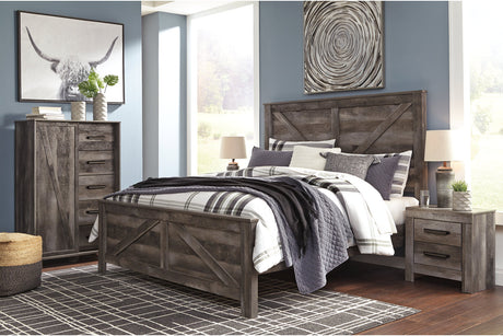 Wynnlow Gray Crossbuck King Panel Bed from Ashley - Luna Furniture