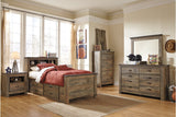 Trinell Brown Twin Bookcase Bed with 2 Storage Drawers