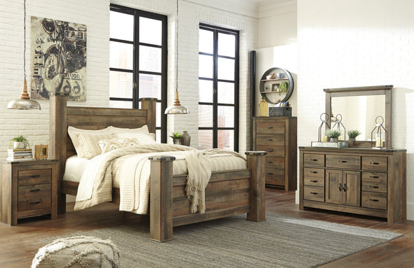 Trinell Brown Poster Bedroom Set with Fireplace Option - Luna Furniture