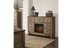 Trinell Brown Dresser with Electric Fireplace