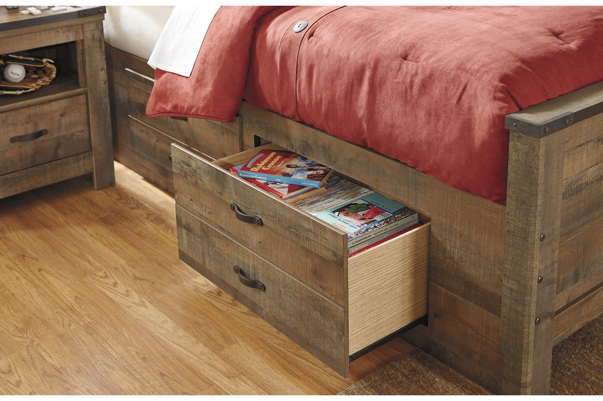 Trinell Brown Full Panel Bed with 2 Storage Drawers