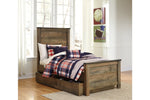 Trinell Brown Twin Panel Bed with 1 Large Storage Drawer