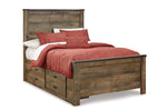 Trinell Brown Full Panel Bed with 2 Storage Drawers