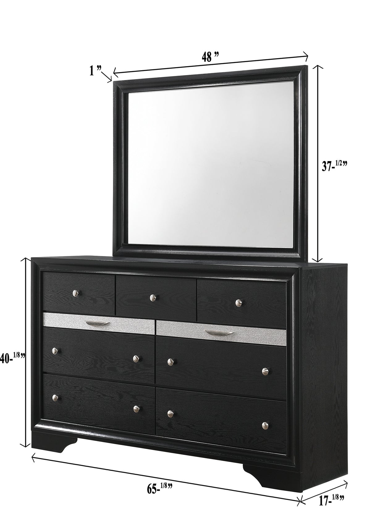 Regata Black/Silver Dresser from Crown Mark - Luna Furniture