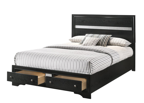 Regata Black/Silver Queen Storage Platform Bed