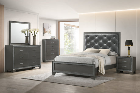 Kaia Gray King Panel Bed from Crown Mark - Luna Furniture