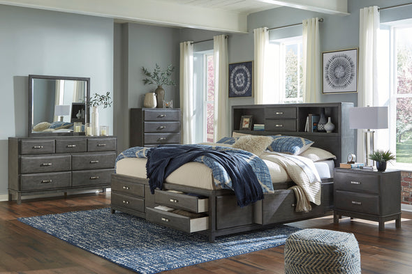 Caitbrook Gray Bookcase Storage Bedroom Set - Luna Furniture