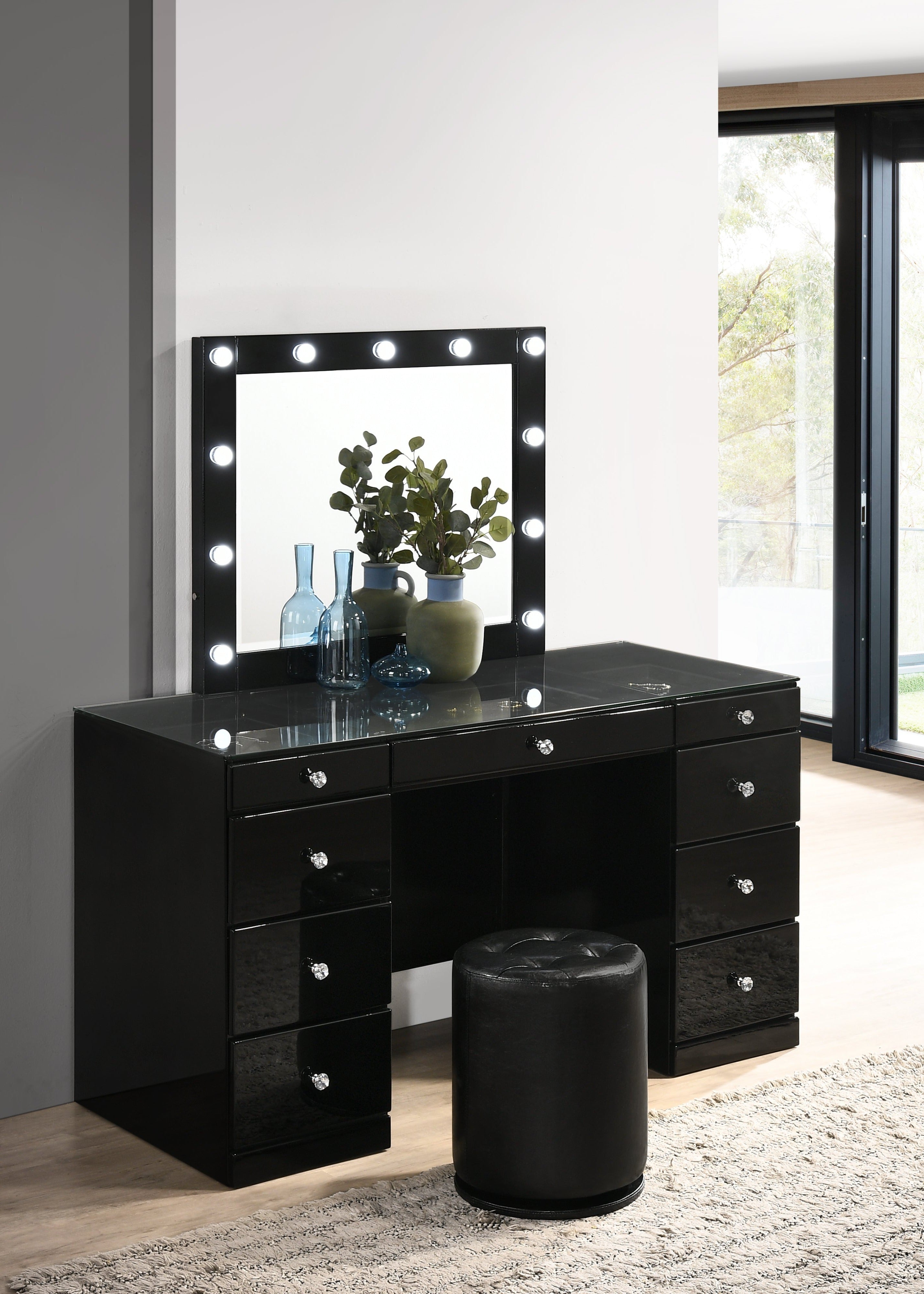 Avery Makeup Vanity Set with Lighted Mirror - Furniture from Crown Mark