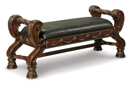 North Shore Dark Brown Upholstered Bench -  - Luna Furniture