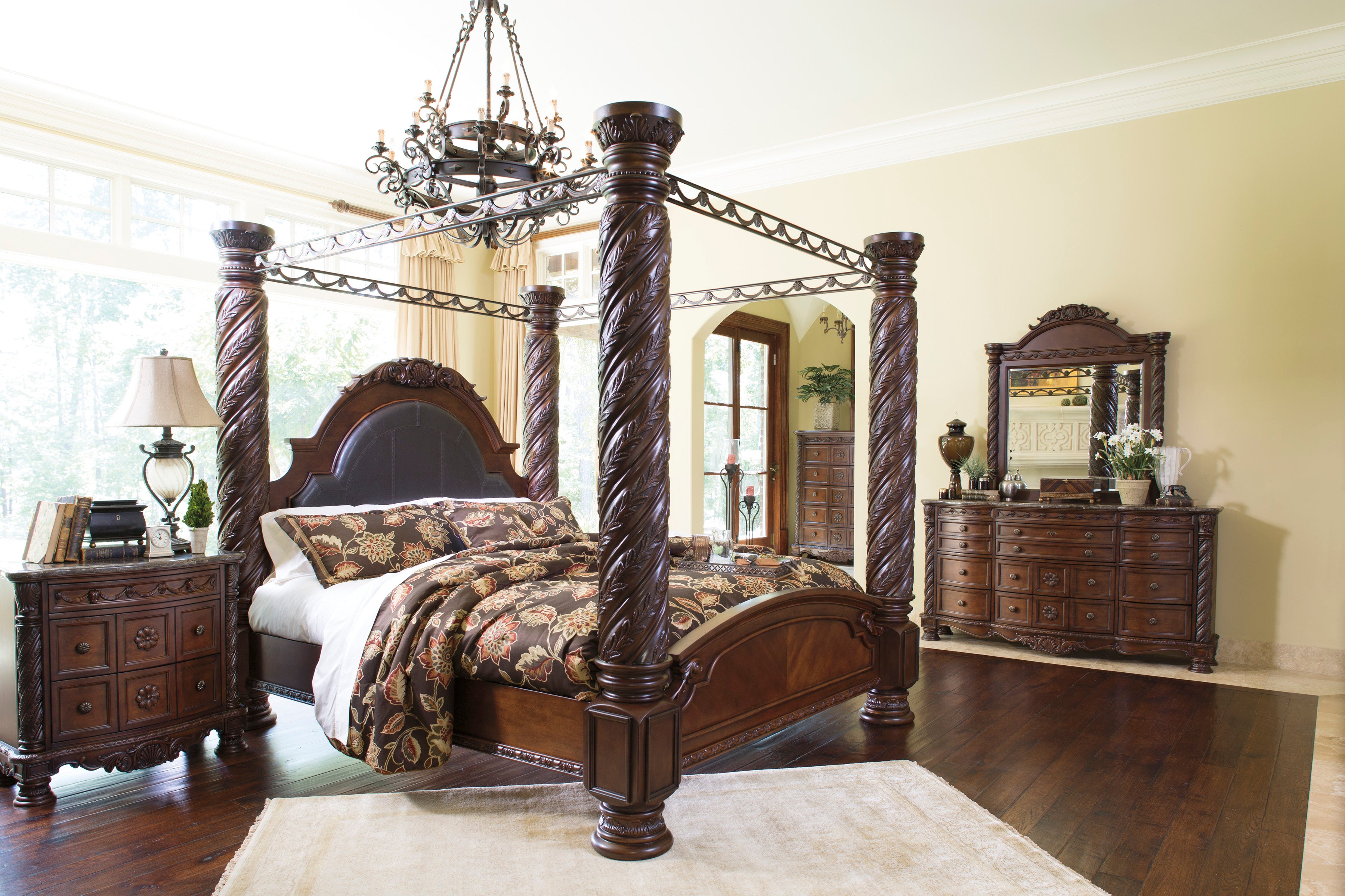 north shore dark brown canopy bedroom set - luna furniture from ashley