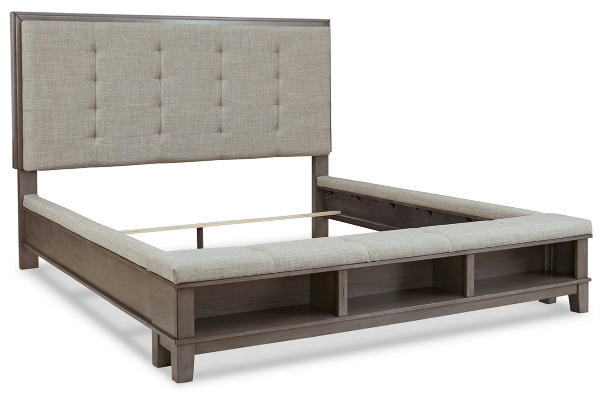 Hallanden Gray King Panel Bed with Storage