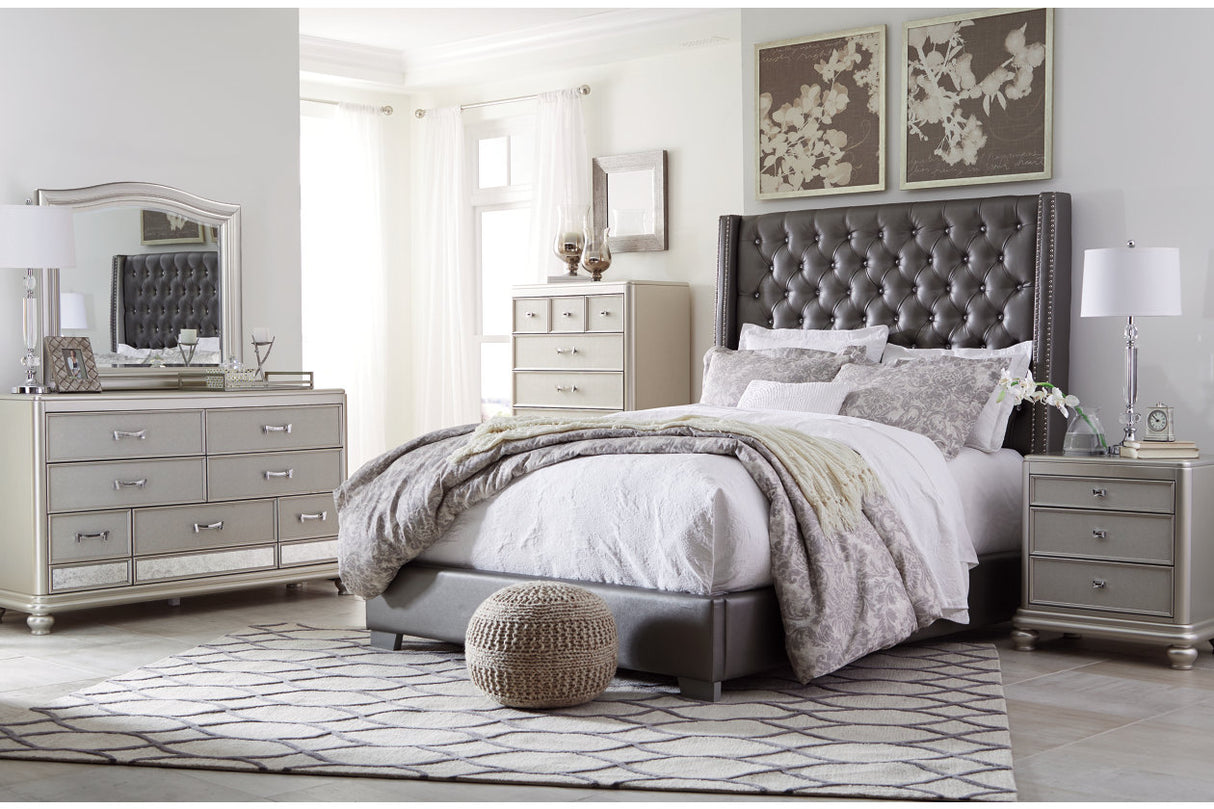 Coralayne Gray King Upholstered Bed - Ashley - Luna Furniture